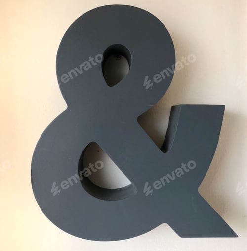 Preview: Grey Ampersand symbol on plain background