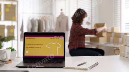 Preview: UX UI smart website notebook screen on desk table home office designer studio