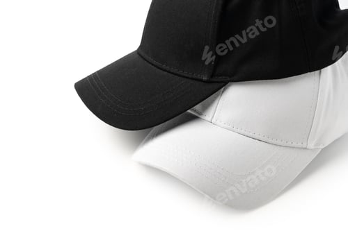 Preview: Two White and Black Hats on a White Background