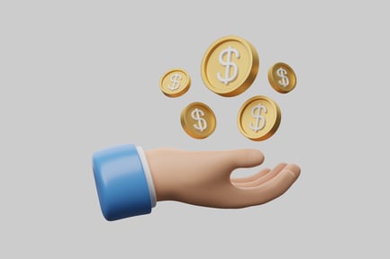 Preview: Cartoon hand holding coins