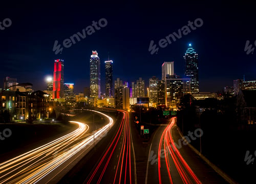 Preview: Traffic flowing into Atlanta at night