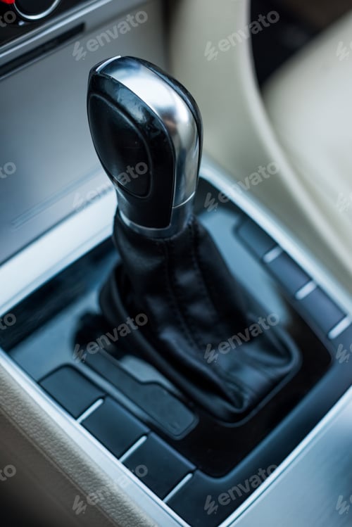 Preview: close up view of black car gearstick