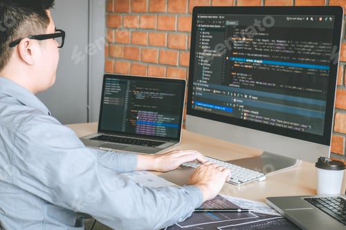 Preview: Professional Developer programmer working a software website design and coding technology