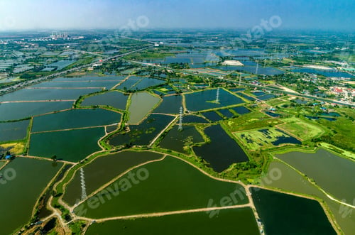 Preview: Farmland under the water in Thailand Aerial photo