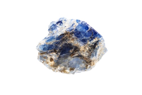 Preview: raw benitoite crystal mineral isolated on white