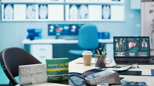 Preview: Well organized empty medical cabinet ready for healthcare services