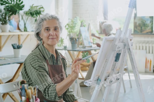 Preview: Portrait of Silver Haired Woman in Drawing Studio