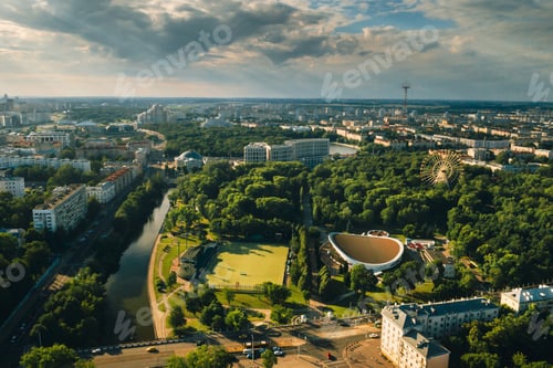 Preview: Sports ground and sports complex in the city's Gorky Park in Minsk.Soccer field and hockey