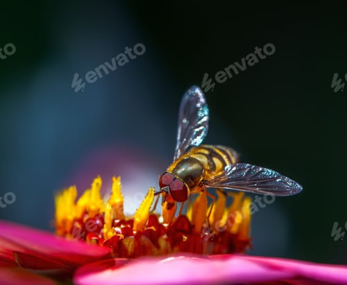 Preview: Hoverfly on a dahlia flower blossom