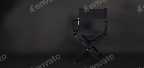 Preview: Black director chair use in video production , film, cinema industry on black background