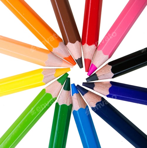 Preview: close up of colour pencil isolated on white background