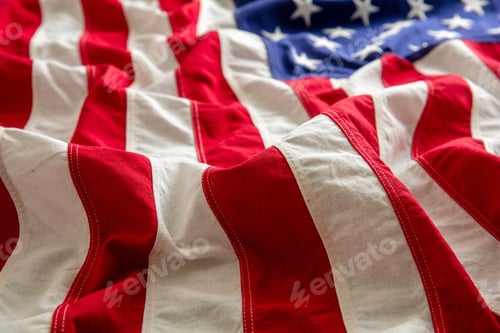 Preview: USA flag wave background closeup, American National Holiday