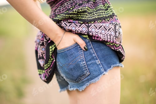Preview: Hand in pocket denim shorts
