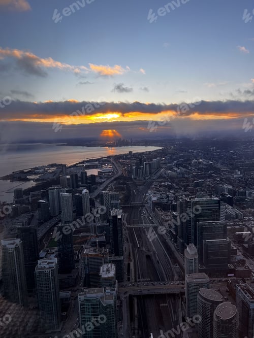 Preview: Skyscrapers in the city during evening and night lights