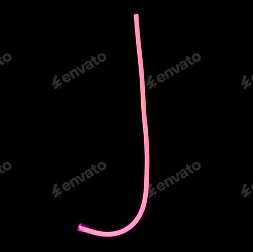 Vista previa: Alphabet pink neon lights on black background