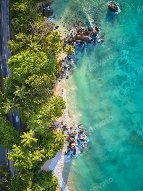 Preview: Beach at Seychelles aerial top view