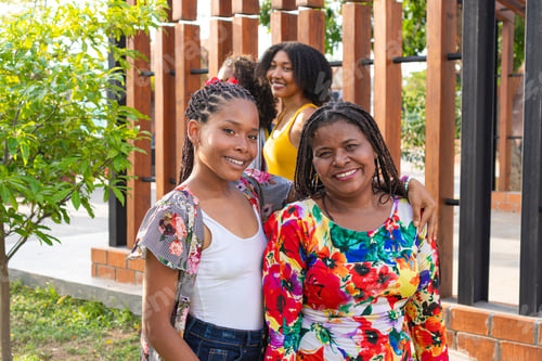 Preview: Women selfie with friends laughing behind