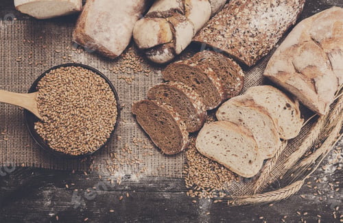 Preview: Bakery concept. Plenty of sliced bread background