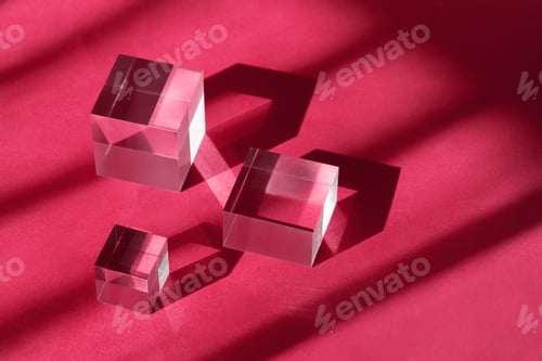 Preview: Color of the year 2023 Viva magenta. Acrylic podium for product presentation.