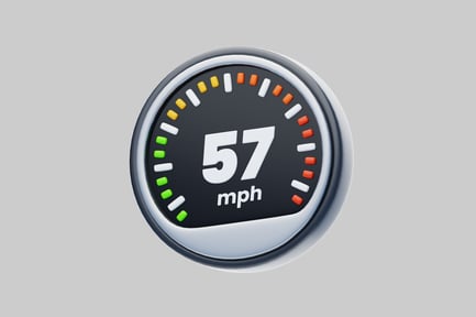 Preview: Speedometer showing 57 mph.
