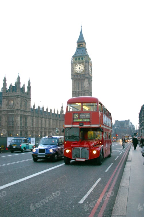 Preview: Big Ben With A London Bus In Front Of It