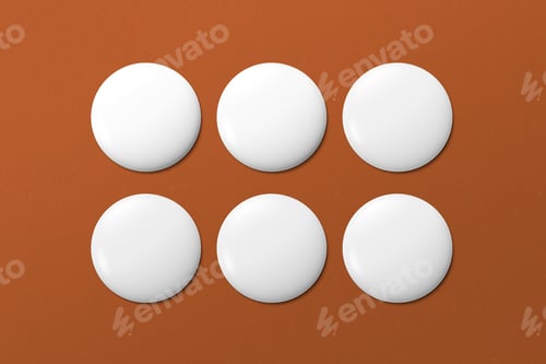 Preview: White pin badges, blank design set
