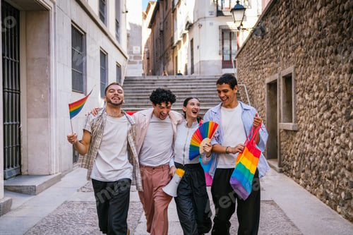 Preview: Diverse young friends celebrating pride and inclusion