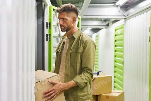 Preview: Man Loading Boxes in Storage Unit