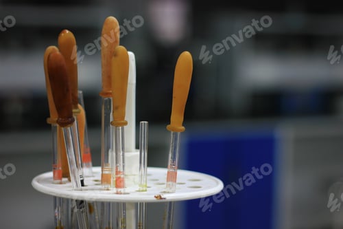 Preview: Closeup shot of used pipettes at a lab