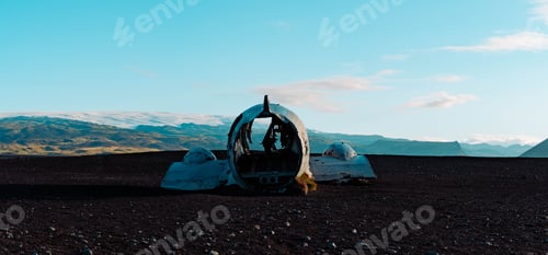 Preview: Abandoned airplane in field