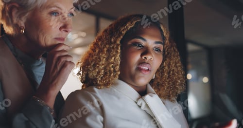 Preview: Business women, mentor and collaboration with advice, executive and employee working together with