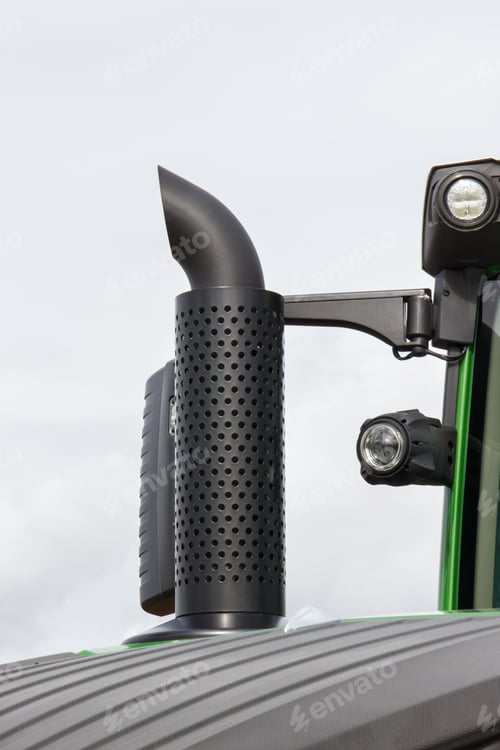 Preview: Exhaust pipe of truck, tractor or industrial machine. Environmental protection