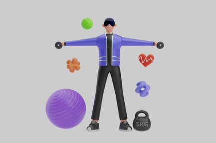 Visualização: Conjunto de elementos de personagens de exercícios físicos