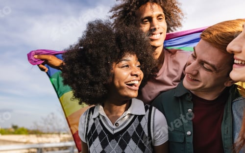 Preview: group of diverse young lgbt gay pride - - Diversity concept - gay and lesbian,