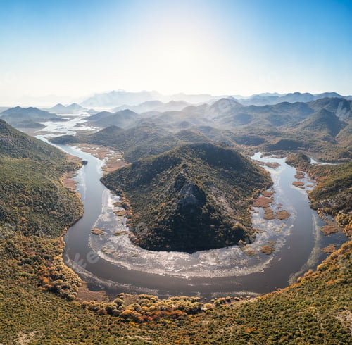 Preview: Autumn aerial view of Lake Skodar in Montenegro