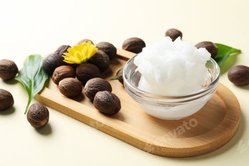 Preview: Concept of skin care cosmetics, Shea butter, close up