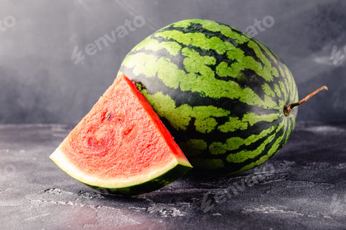 Preview: Fresh tasty delicious watermelon on a dark background