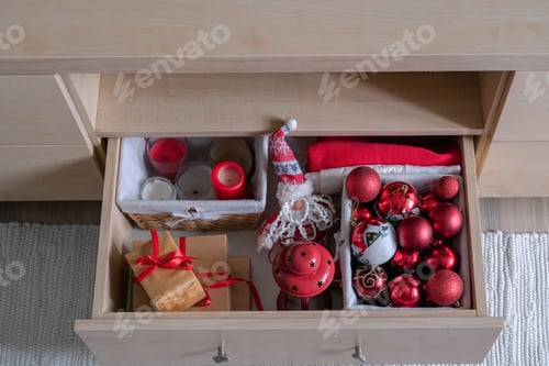 Preview: christmas, preparation and storage of gifts, decor, balls, candles,Christmas gift,gift box eco