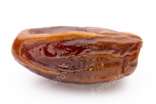 Preview: Dry dates isolated on white background. Top view. Flat lay pattern.