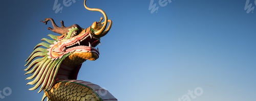 Preview: Chinese New Year Dragon Decoration on blue sky background.Chinese