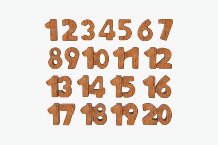 Carved Wooden Number Set: Rustic Arithmetic