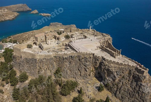 Preview: Aerial view of ancient Acropolis of Lindos