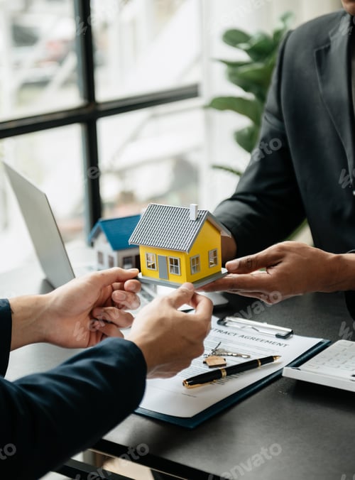 Preview: Real estate broker agent presenting and consult to customer to decision making sign insurance