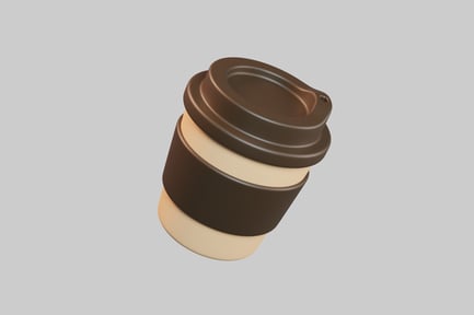 Vorschau: Karikatur-Kaffeetasse mit Deckel