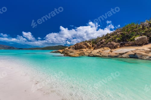 Preview: Rocks on Whitehaven Beach with white sand in the Whitsunday Isla