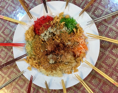Preview: Yee sang a traditional Chinese cuisine for good luck.