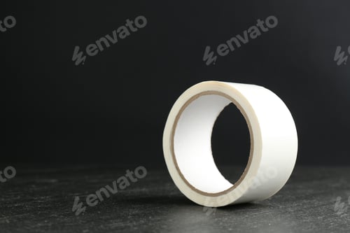 Preview: Roll of masking tape on black table, space for text