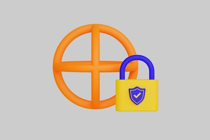 Aperçu: Symbole de sécurité avec cercle orange et cadenas jaune