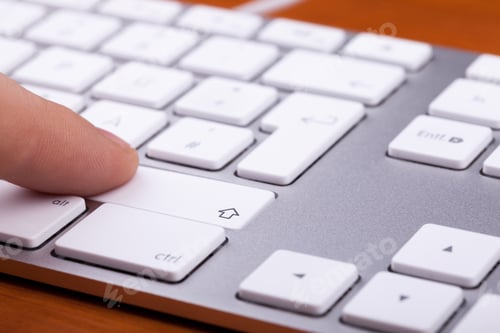Preview: Aluminium keyboard with finger pressing on key