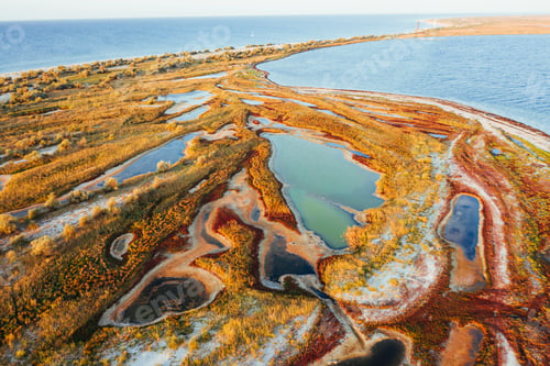 Preview: Aerial view of Jarilgach island in Ukraine. Majestic landscapes